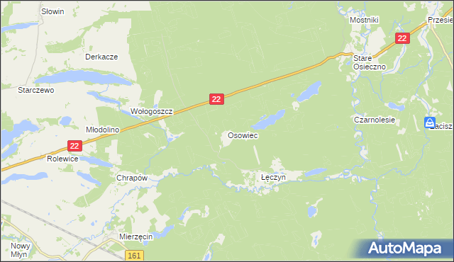 mapa Osowiec gmina Dobiegniew, Osowiec gmina Dobiegniew na mapie Targeo