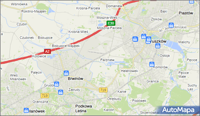 mapa Parzniew, Parzniew na mapie Targeo