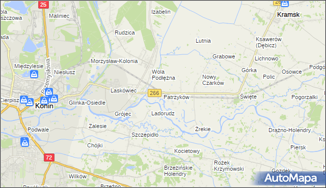 mapa Patrzyków gmina Kramsk, Patrzyków gmina Kramsk na mapie Targeo