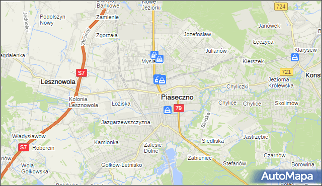 mapa Piaseczno, Piaseczno na mapie Targeo