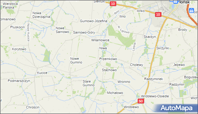 mapa Przemkowo gmina Dzierzążnia, Przemkowo gmina Dzierzążnia na mapie Targeo