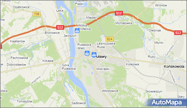 mapa Puław, Puławy na mapie Targeo