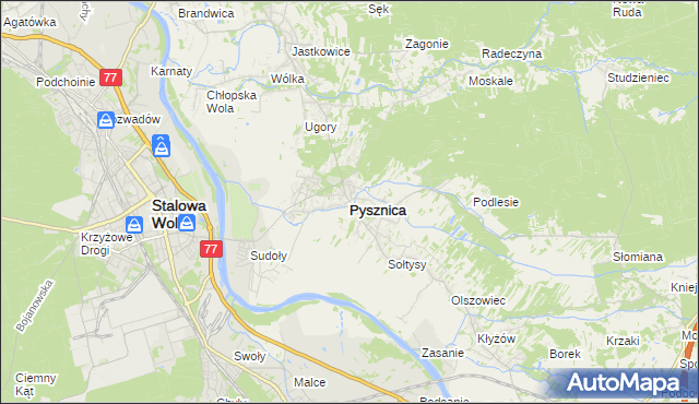 mapa Pysznica, Pysznica na mapie Targeo