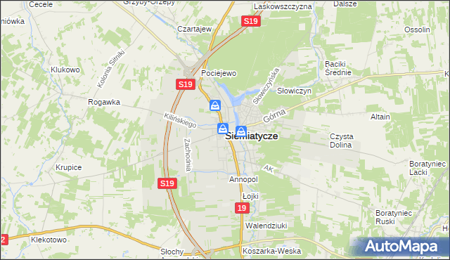 mapa Siemiatycze, Siemiatycze na mapie Targeo