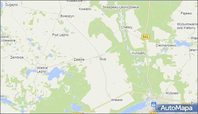 mapa Słup gmina Lidzbark, Słup gmina Lidzbark na mapie Targeo