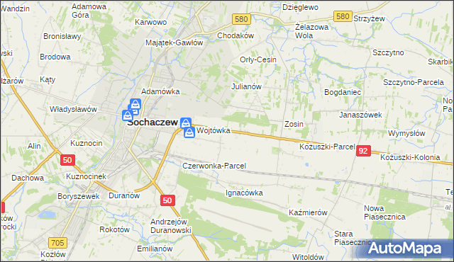 mapa Sochaczew-Wieś, Sochaczew-Wieś na mapie Targeo