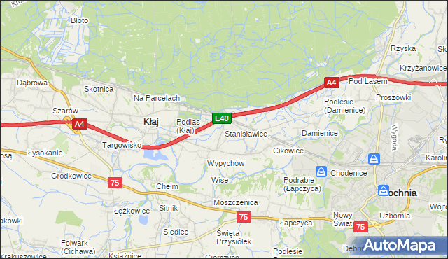 mapa Stanisławice gmina Bochnia, Stanisławice gmina Bochnia na mapie Targeo