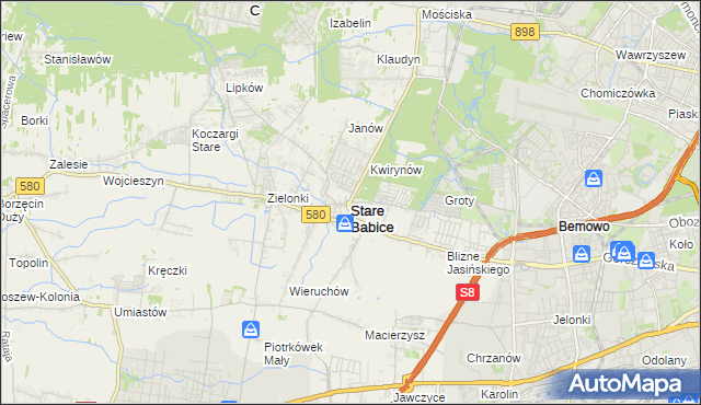 mapa Stare Babice, Stare Babice na mapie Targeo
