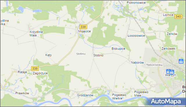 mapa Stobno gmina Wołów, Stobno gmina Wołów na mapie Targeo