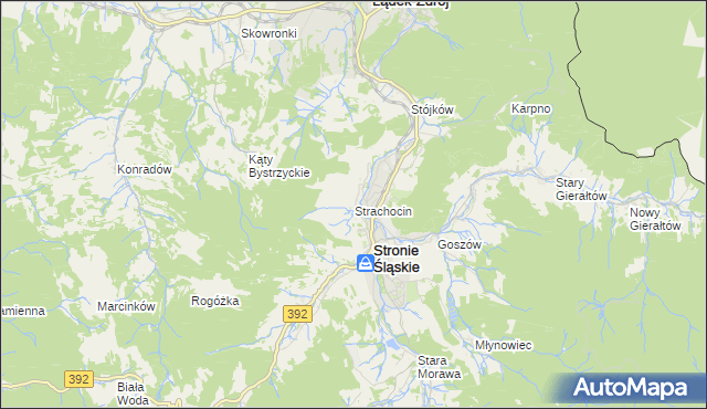 mapa Strachocin gmina Stronie Śląskie, Strachocin gmina Stronie Śląskie na mapie Targeo