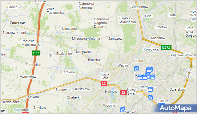 mapa Wacyn, Wacyn na mapie Targeo