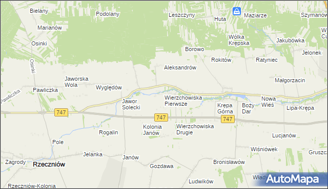 mapa Wierzchowiska Pierwsze gmina Sienno, Wierzchowiska Pierwsze gmina Sienno na mapie Targeo