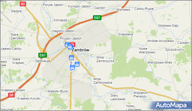 mapa Wola Zambrzycka, Wola Zambrzycka na mapie Targeo