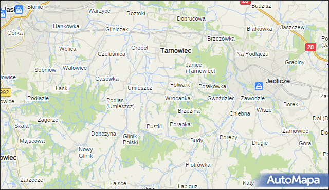 mapa Wrocanka gmina Tarnowiec, Wrocanka gmina Tarnowiec na mapie Targeo