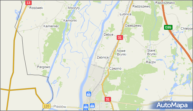 mapa Żabnica gmina Gryfino, Żabnica gmina Gryfino na mapie Targeo