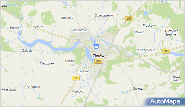 mapa Złotów, Złotów na mapie Targeo