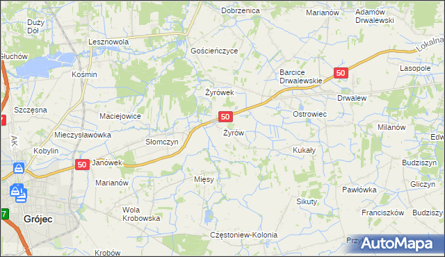 mapa Żyrów, Żyrów na mapie Targeo