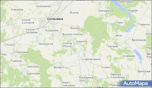 mapa Białek gmina Gorzkowice, Białek gmina Gorzkowice na mapie Targeo