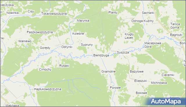 mapa Bieńdziuga, Bieńdziuga na mapie Targeo