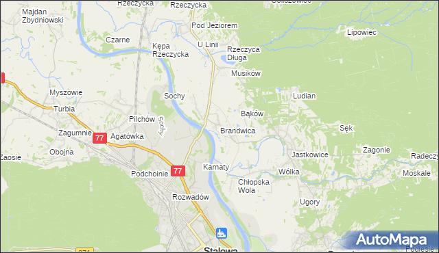 mapa Brandwica, Brandwica na mapie Targeo