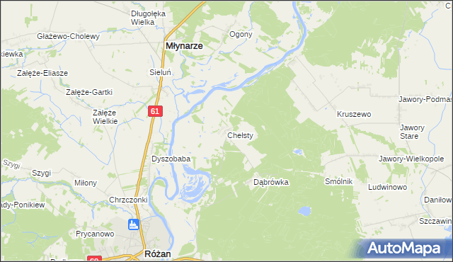 mapa Chełsty gmina Różan, Chełsty gmina Różan na mapie Targeo