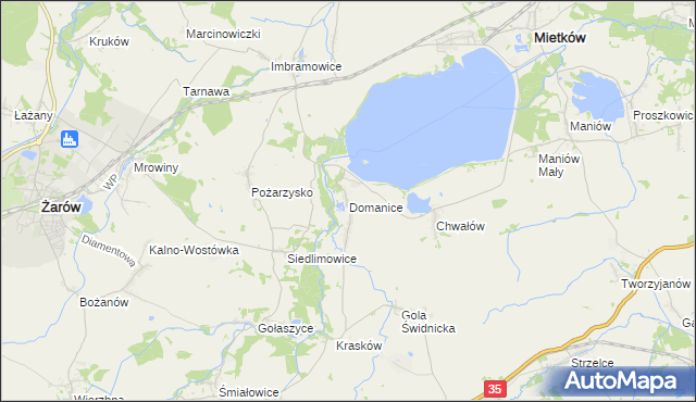 mapa Domanice gmina Mietków, Domanice gmina Mietków na mapie Targeo