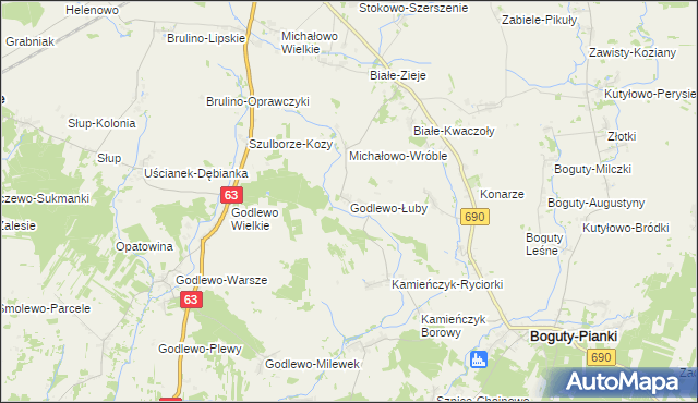 mapa Godlewo-Łuby, Godlewo-Łuby na mapie Targeo