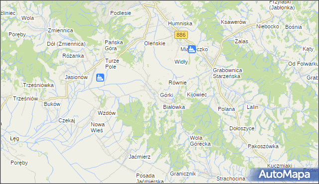 mapa Górki gmina Brzozów, Górki gmina Brzozów na mapie Targeo