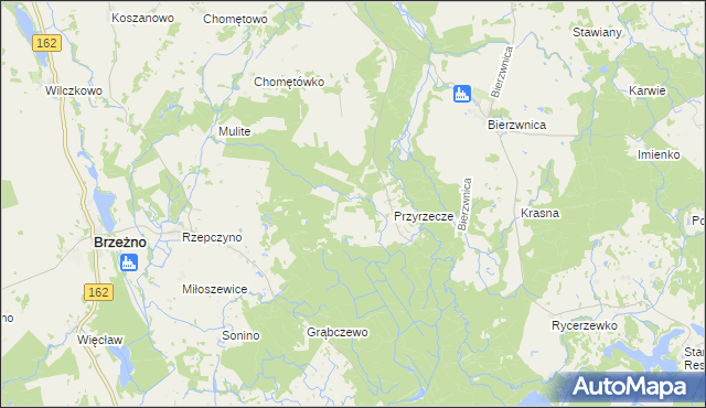 mapa Grądzkie gmina Brzeżno, Grądzkie gmina Brzeżno na mapie Targeo