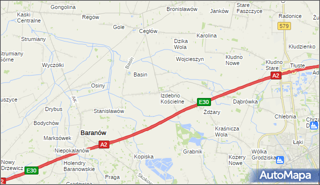 mapa Izdebno Kościelne, Izdebno Kościelne na mapie Targeo