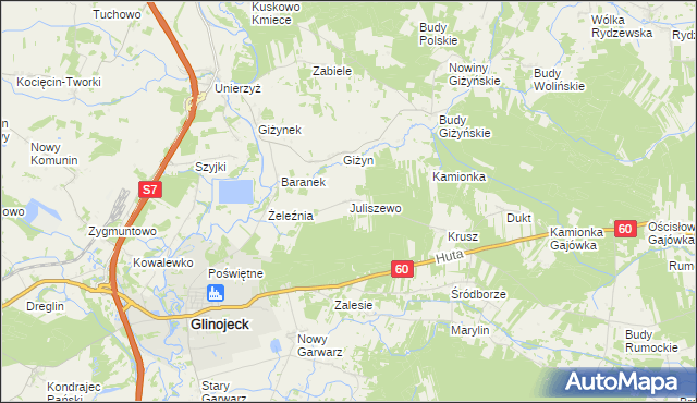 mapa Juliszewo, Juliszewo na mapie Targeo