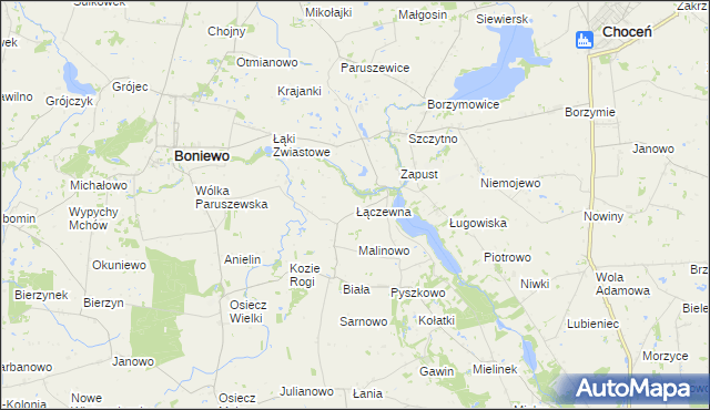 mapa Łączewna gmina Boniewo, Łączewna gmina Boniewo na mapie Targeo