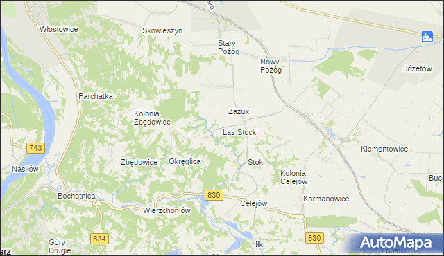mapa Las Stocki, Las Stocki na mapie Targeo
