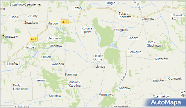 mapa Lipicze Górne, Lipicze Górne na mapie Targeo