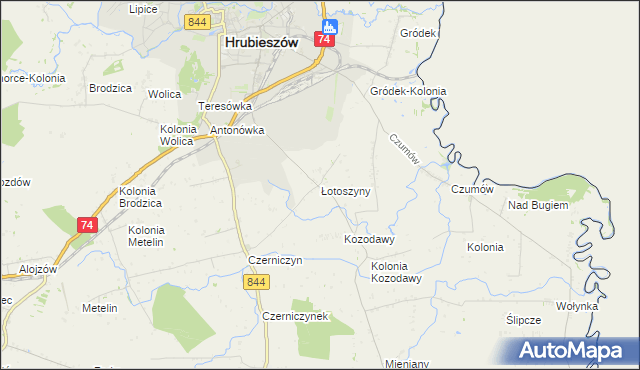 mapa Łotoszyny, Łotoszyny na mapie Targeo