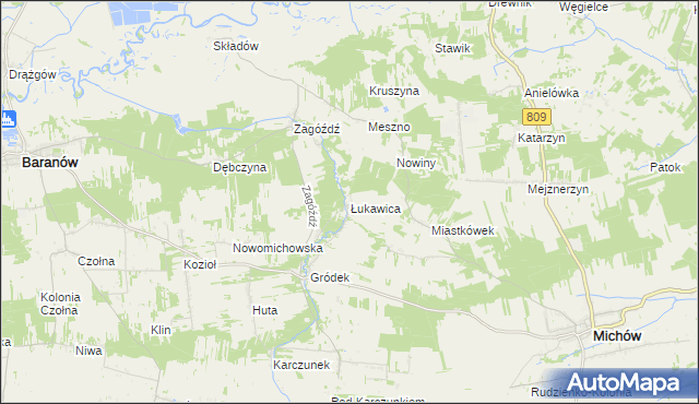 mapa Łukawica gmina Baranów, Łukawica gmina Baranów na mapie Targeo