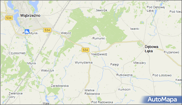 mapa Niedźwiedź gmina Dębowa Łąka, Niedźwiedź gmina Dębowa Łąka na mapie Targeo