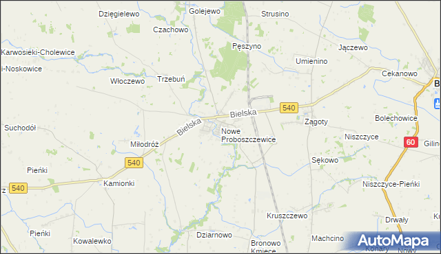 mapa Nowe Proboszczewice, Nowe Proboszczewice na mapie Targeo
