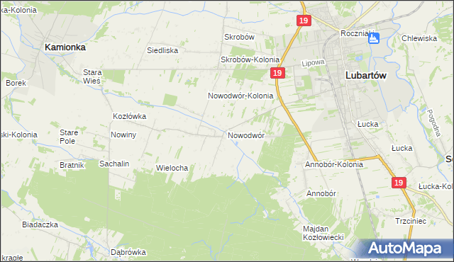 mapa Nowodwór gmina Lubartów, Nowodwór gmina Lubartów na mapie Targeo