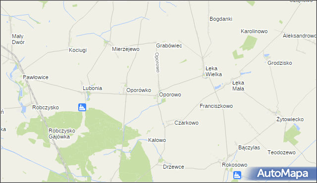 mapa Oporowo gmina Krzemieniewo, Oporowo gmina Krzemieniewo na mapie Targeo