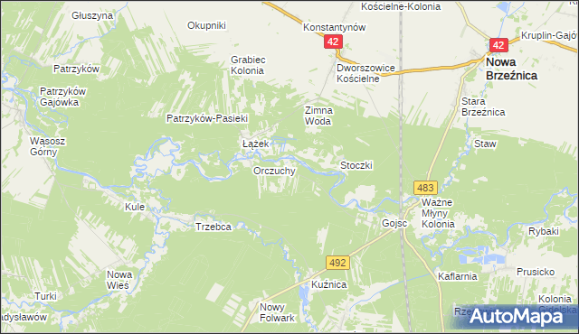 mapa Płaczki gmina Nowa Brzeźnica, Płaczki gmina Nowa Brzeźnica na mapie Targeo