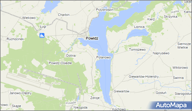 mapa Polanowo gmina Powidz, Polanowo gmina Powidz na mapie Targeo