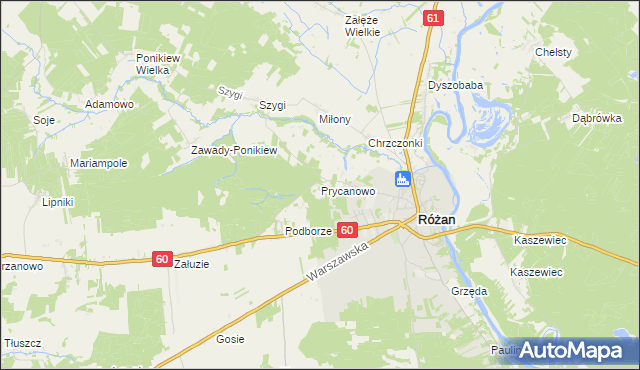 mapa Prycanowo, Prycanowo na mapie Targeo