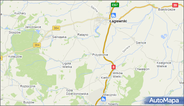 mapa Przystronie gmina Łagiewniki, Przystronie gmina Łagiewniki na mapie Targeo