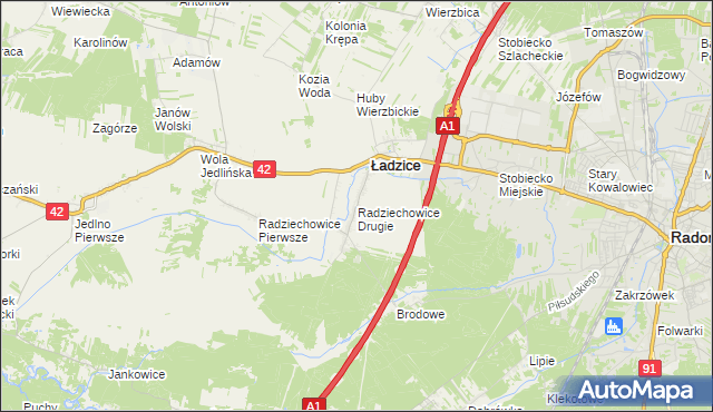 mapa Radziechowice Drugie, Radziechowice Drugie na mapie Targeo