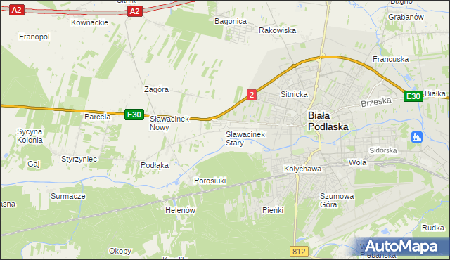 mapa Sławacinek Stary, Sławacinek Stary na mapie Targeo
