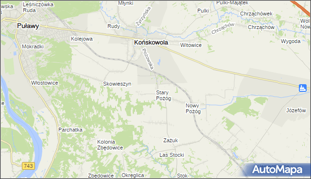mapa Stary Pożóg, Stary Pożóg na mapie Targeo