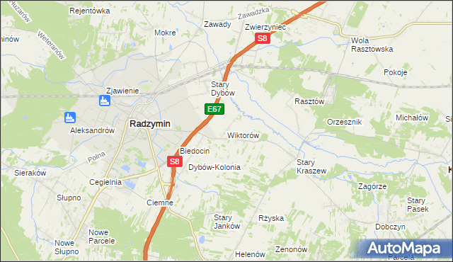 mapa Wiktorów gmina Radzymin, Wiktorów gmina Radzymin na mapie Targeo