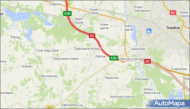 mapa Żelków, Żelków na mapie Targeo
