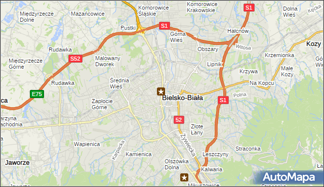mapa Bielsko-Białej, Bielsko-Biała na mapie Targeo